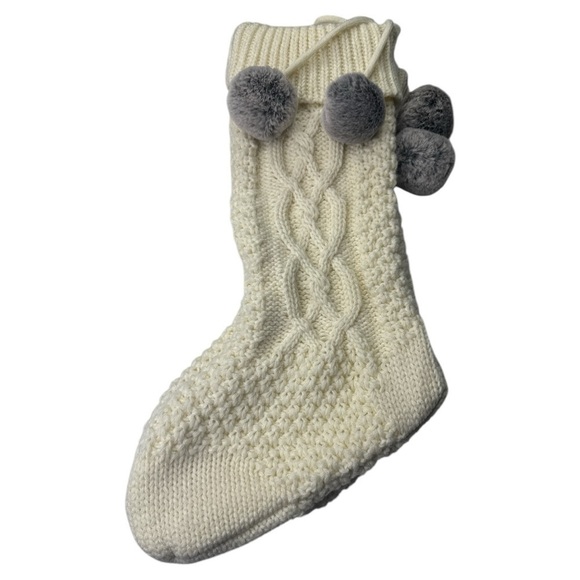 Koolaburra by UGG Ivory Pom Pom Cable Knit Christmas Stockings Set of 2 NWT - Picture 6 of 9
